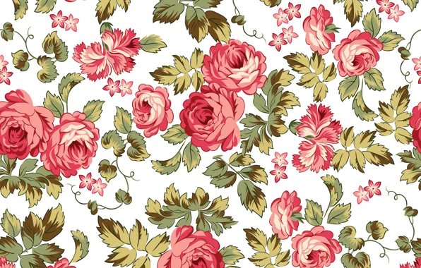 Цветы, ретро, фон, узор, розы, текстура, pattern, seamless