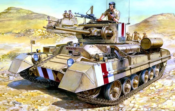 Рисунок, арт, Валентайн, британский пехотный танк, Mk.III