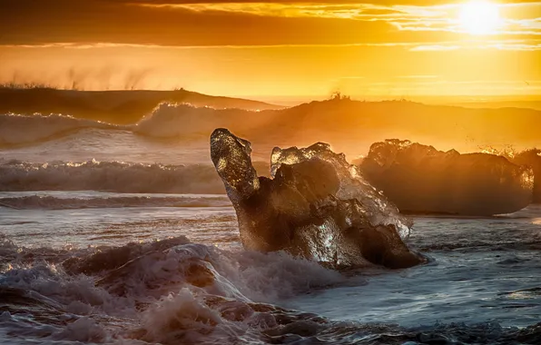 Лед, море, закат