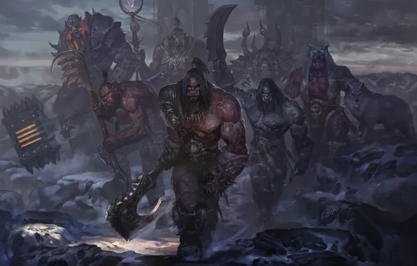 WOW, Fantasy, Orc, Орк, Фантастика, Чернокнижник, World of WarCraft, WarCraft