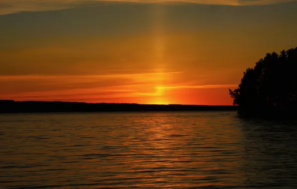 Sunset, lake, Scenic