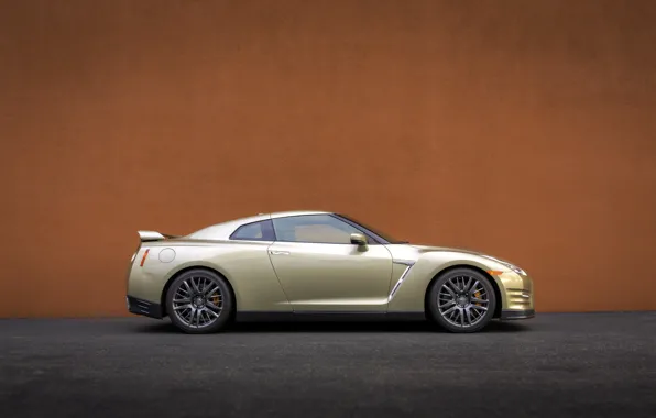 Nissan, GT-R, R35, side view, Nissan GT-R 45th Anniversary Gold Edition