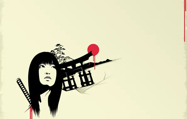 Картинка взгляд, девушка, кровь, Япония