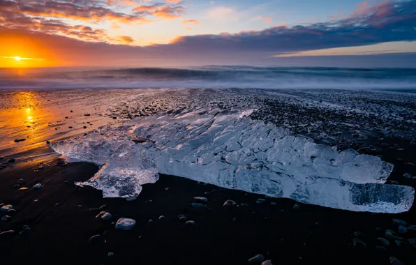 Картинка лед, море, закат