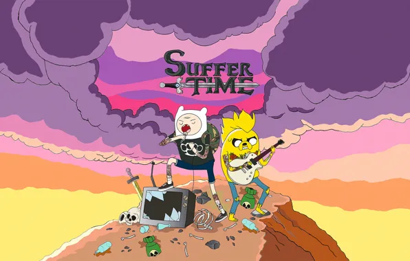 Картинка Punk, Rock, Jake, Adventure Time, Finn, Suffer Time, Pop-Punk