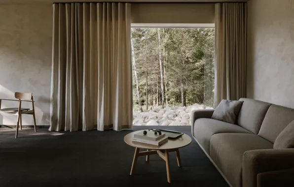 Дизайн, стиль, интерьер, софа, гостиная, lodging house, Wilcza forest, by Studio de.materia