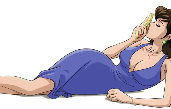 Девушка, пистолет, платье, белый фон, лежа, mine fujiko, lupin iii