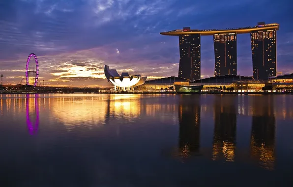 Картинка восход, Сингапур, Sunrise, Singapore, River