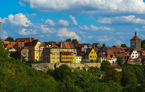 Картинка облака, город, фото, дома, Германия, Бавария, Tauben