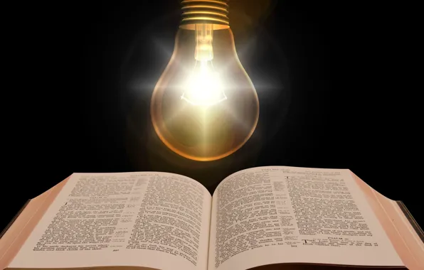 Картинка лампочка, свет, текст, книга, Библия