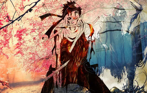 Аниме, colorful, death, Momochi Zabuza, Naruto Shippuuden