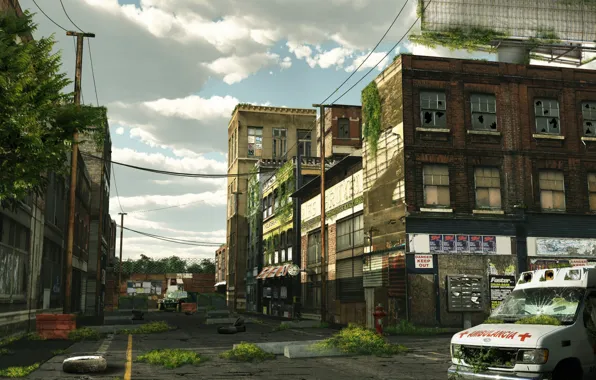Город, здания, улицы, запустение, The last of us