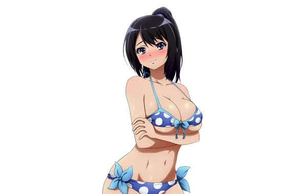 Girl, sexy, cleavage, long hair, boobs, blush, anime, beautiful