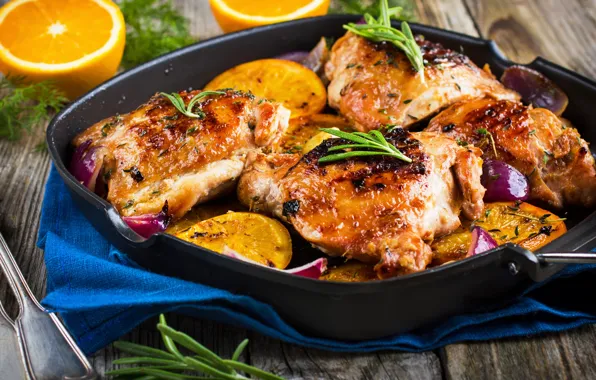 Фон, апельсин, курица, hot, овощи, background, orange, вкусно