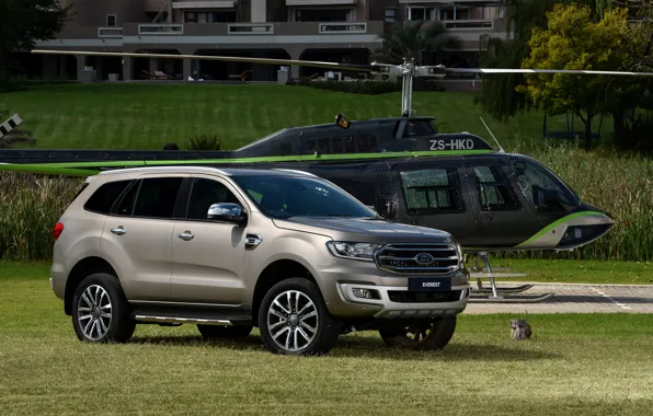 Картинка трава, газон, Ford, вертолёт, Everest, Limited, 4WD, 2019