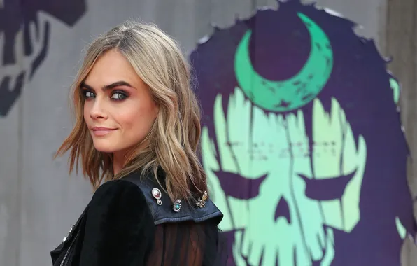 Взгляд, фон, портрет, актриса, блондинка, красотка, Cara Delevingne, Кара Делевинь