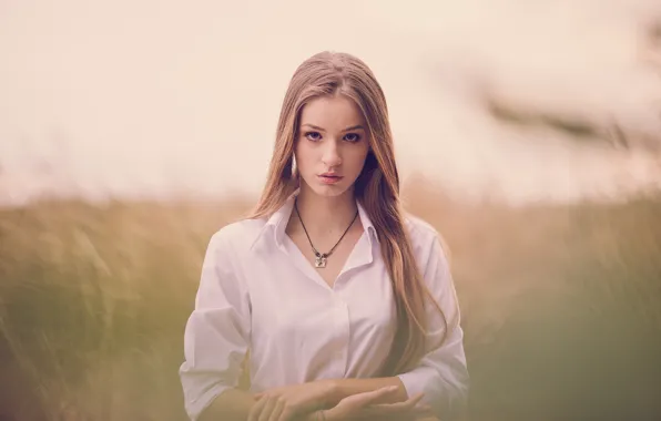 Взгляд, девушка, фото, рубашка, Mihai Paraschiv
