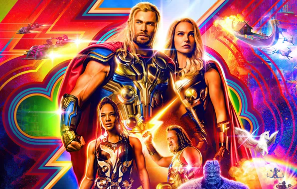 Natalie Portman, Натали Портман, постер, комикс, Рассел Кроу, Russell Crowe, Thor, Тор