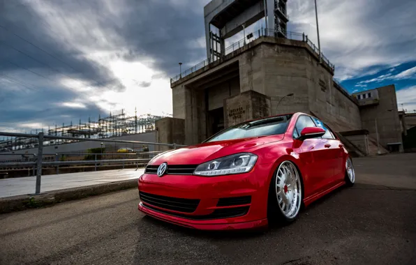 Картинка Volkswagen, Red, golf, Wheels, Avant Garde, mk7