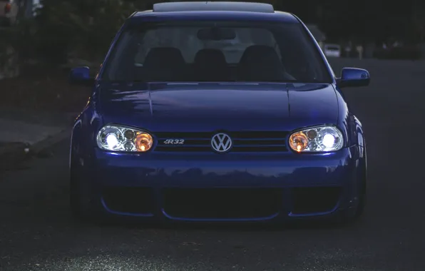 Машина, синий, volkswagen, автомобиль, volkswagen golf