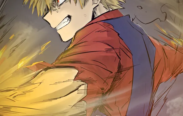 Парень, My Hero Academia, Boku No Hero Academia, Bakugou Katsuki, Моя Геройская Академия, Бакуго Катсуки