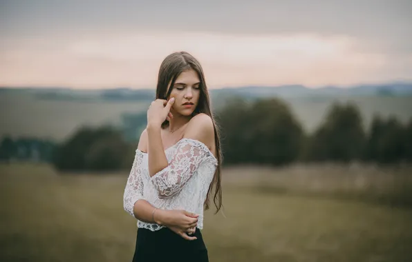 Картинка взгляд, девушка, поза, фото, блузка, Jiri Tulach