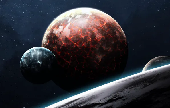 Звезды, Планета, Космос, Планеты, Planets, Арт, Stars, Space