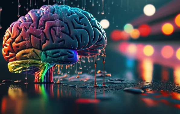 Краска, colorful, мозг, street, brain, ИИ арт, AI art, dripping paint
