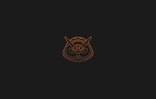 Оранжевый, серый, чёрный, минимализм, Сова, тату, minimal, owl