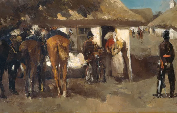 Картинка картина, жанровая, Георг Хендрик Брейтнер, Расквартирование