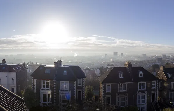 Картинка city, house, morning, houses, England, United Kingdom, cold, Bristol