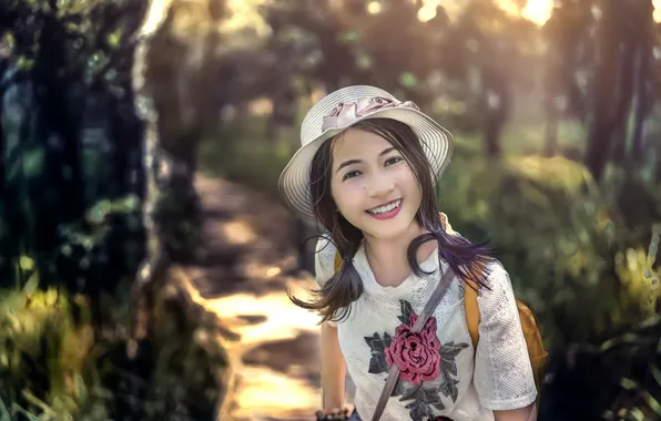 Лето, девушка, азиатка