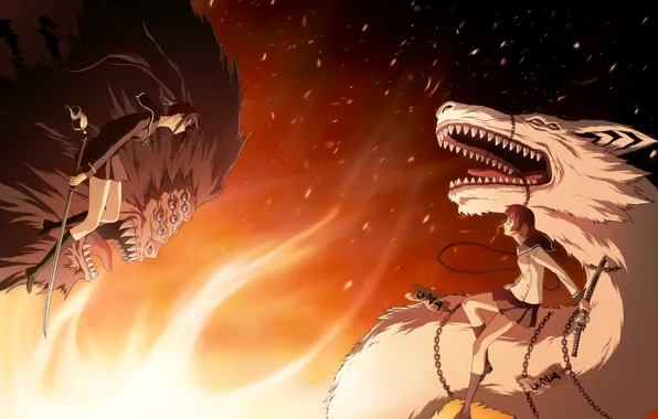 Картинка девушка, дракон, монстр, битва