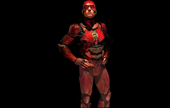 Костюм, черный фон, комикс, DC comics, Justice League, The Flash, Barry Allen, Эзра Миллер