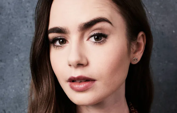 Глаза, взгляд, девушка, лицо, макияж, Lily Collins