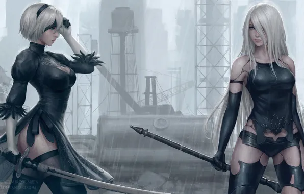 Картинка games, artist, artwork, digital-art, 2b And A2 Nier Automata, nier-automata