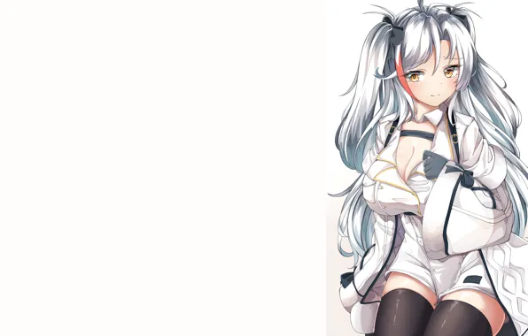 Girl, sexy, cleavage, thighhighs, long hair, dress, boobs, anime