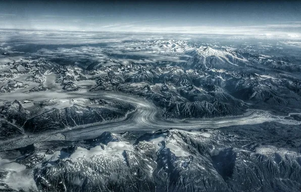 Alaska, Nature, Clouds, Sky, Blue, Landscape, Black, Snow