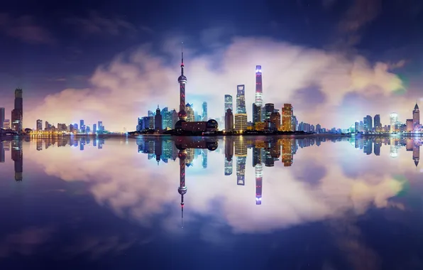 Картинка отражения, город, Китай