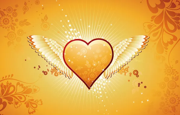 Звезды, любовь, сердце, крылья, день святого валентина, heart, valentines day