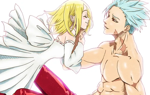 Любовь, фон, романтика, двое, Nanatsu no Taizai, Семь смертных грехов, Бан, Элейн