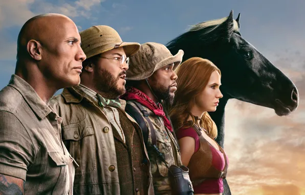 Dwayne Johnson, Movie, Jack Black, Karen Gillan, Horse, Kevin Hart, Jumanji, Dwayne " The Rock" …