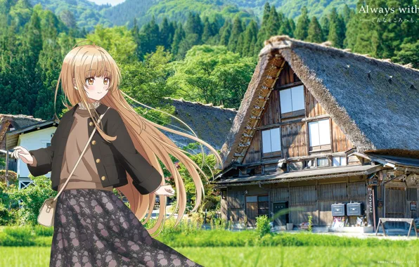 Девушка, природа, дома, деревня, магазин, Otonari no Tenshi-sama ni Itsunomanika Dame Ningen, Mahiru Shiina