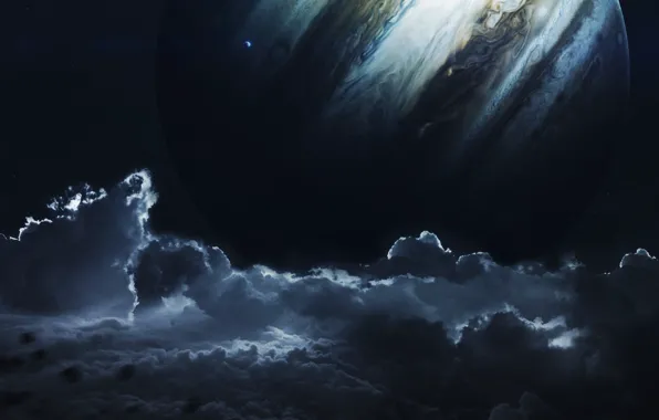 Небо, Облака, Планета, Космос, Clouds, Sky, Арт, Space