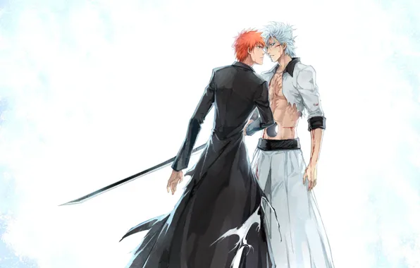 Аниме, арт, парни, Bleach, Блич, Ичиго Куросаки, Грмджоу