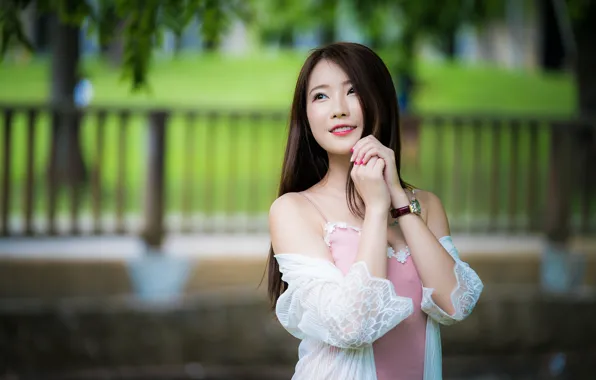 Девушка, поза, азиатка, милашка, боке