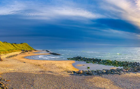 Картинка море, побережье, Дания, панорама