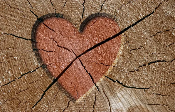 Картинка трещины, дерево, сердце