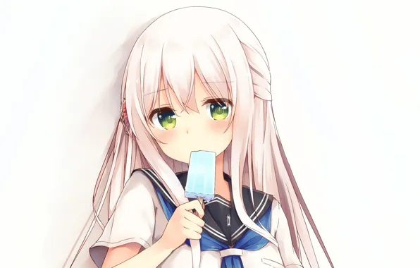 Взгляд, мороженое, девочка, Kantai Collection, Флотская коллекция