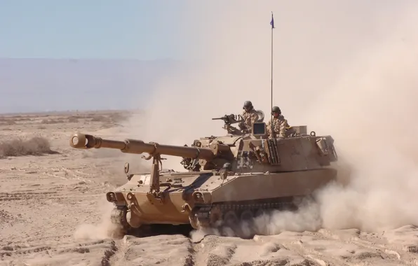 Картинка песок, пыль, установка, самоходная, артиллерийская, (САУ), M109
